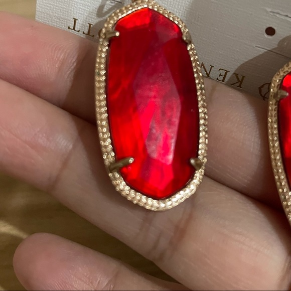 Kendra Scott Emmy Dylan Cherry red Illusion in Rose Gold HW - Picture 10 of 10